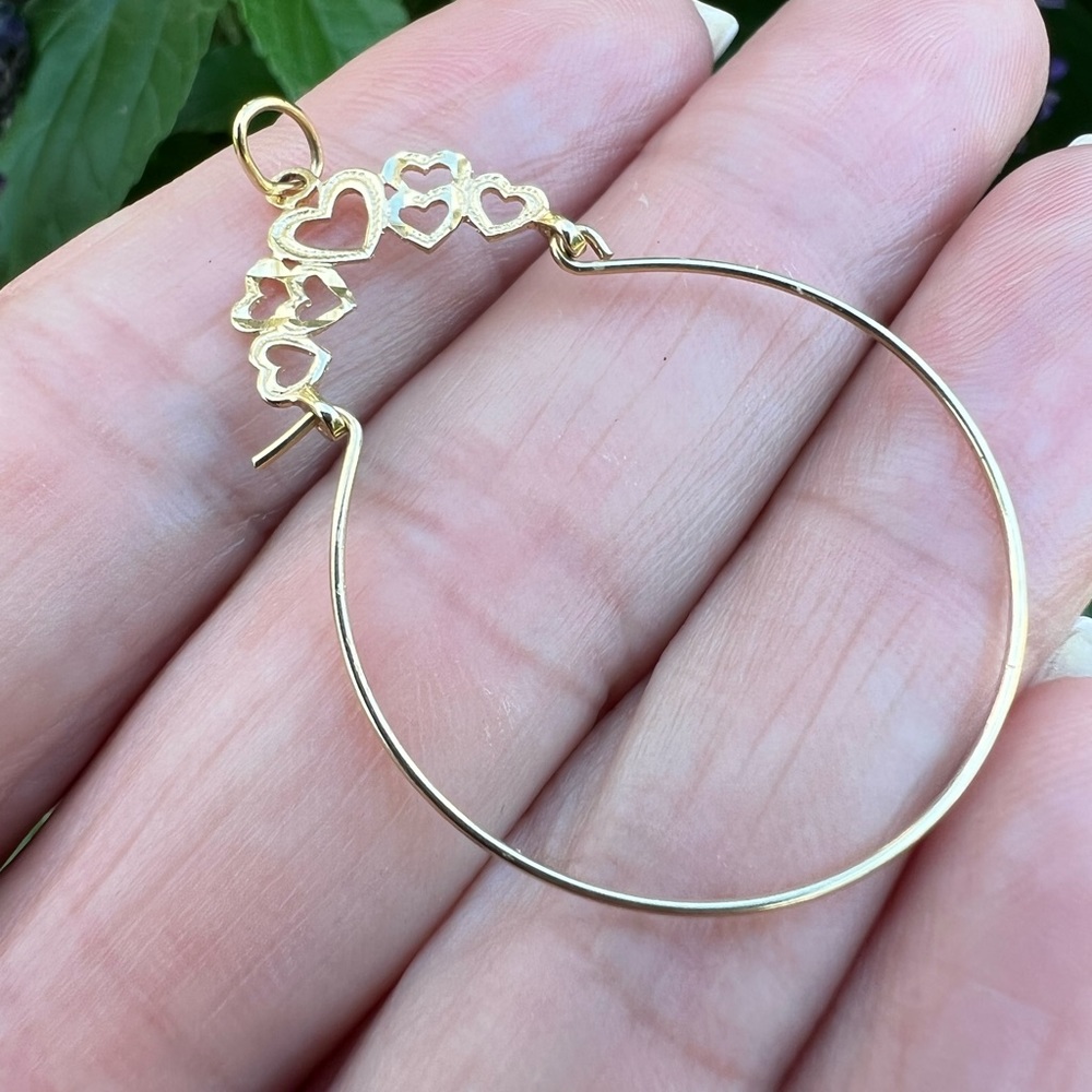 Vintage 14K Gold 1984 Hearts Charm Holder Pendant - Picture 9 of 16